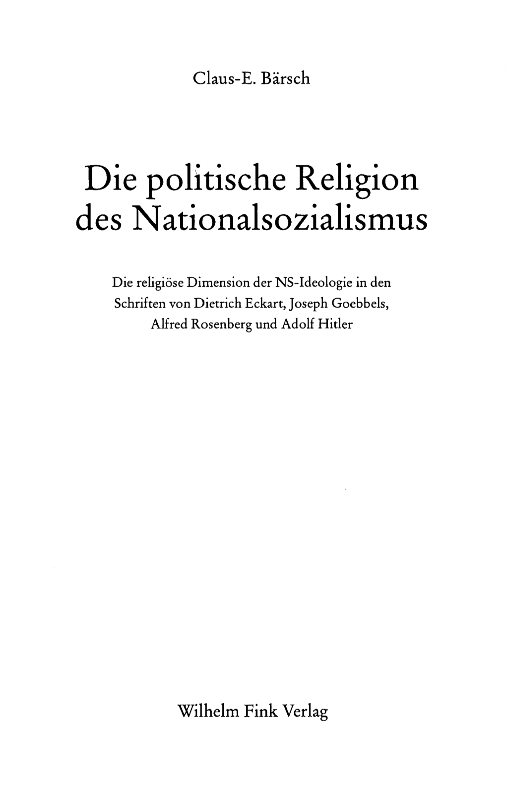 Die Politische Religion Des Nationalsozialismus