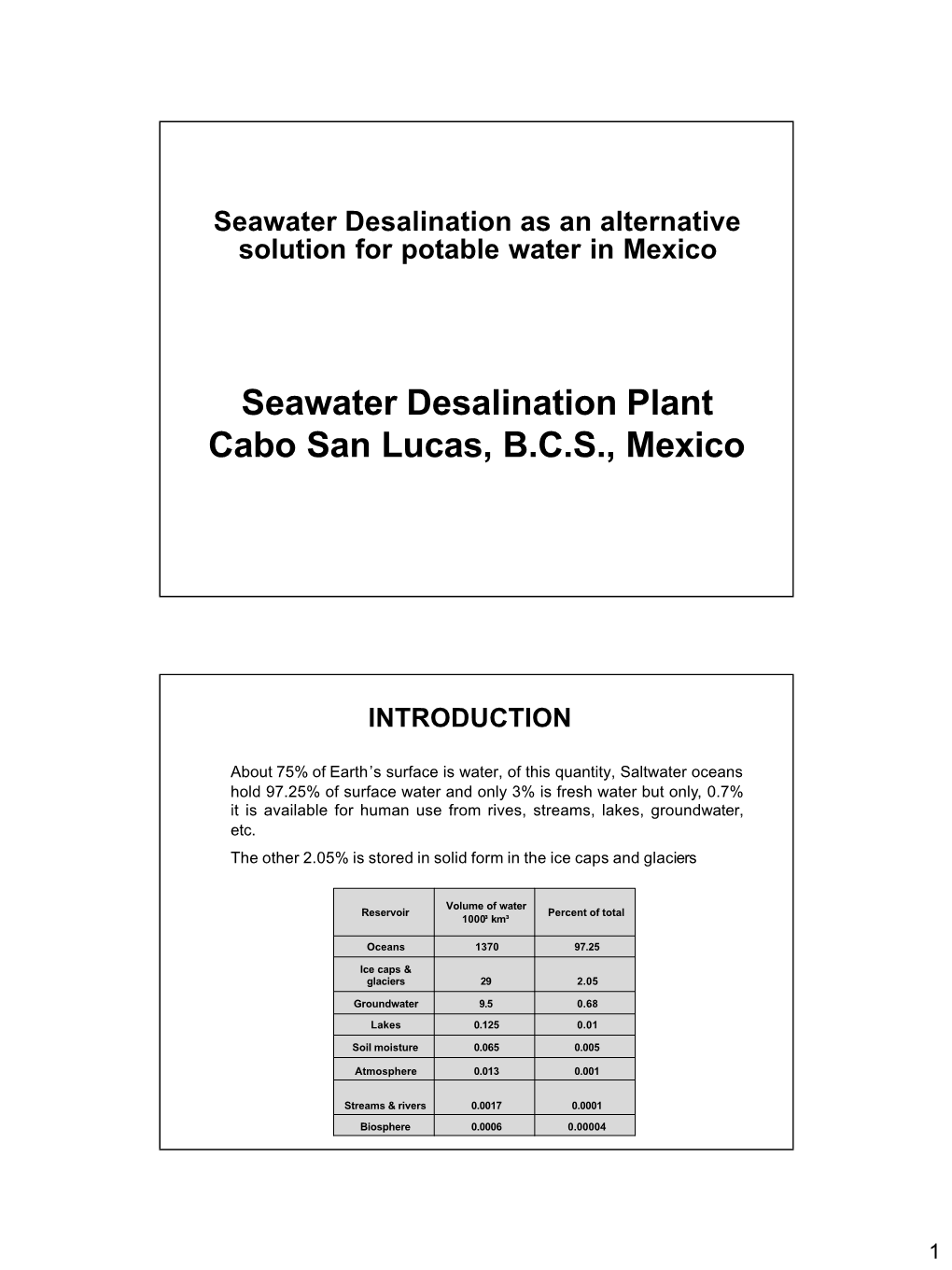 Seawater Desalination Plant Cabo San Lucas, B.C.S., Mexico