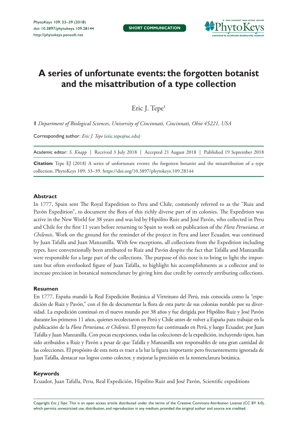 A Series of Unfortunate Events: the Forgotten Botanist and the Misattribution of a Type Collection