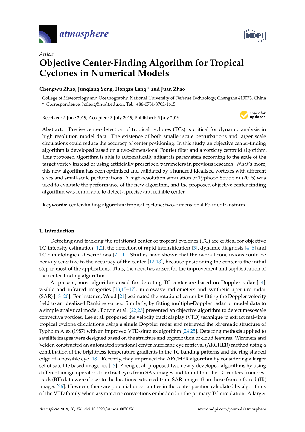 Objective Center-Finding Algorithm for Tropical Cyclones in Numerical Models