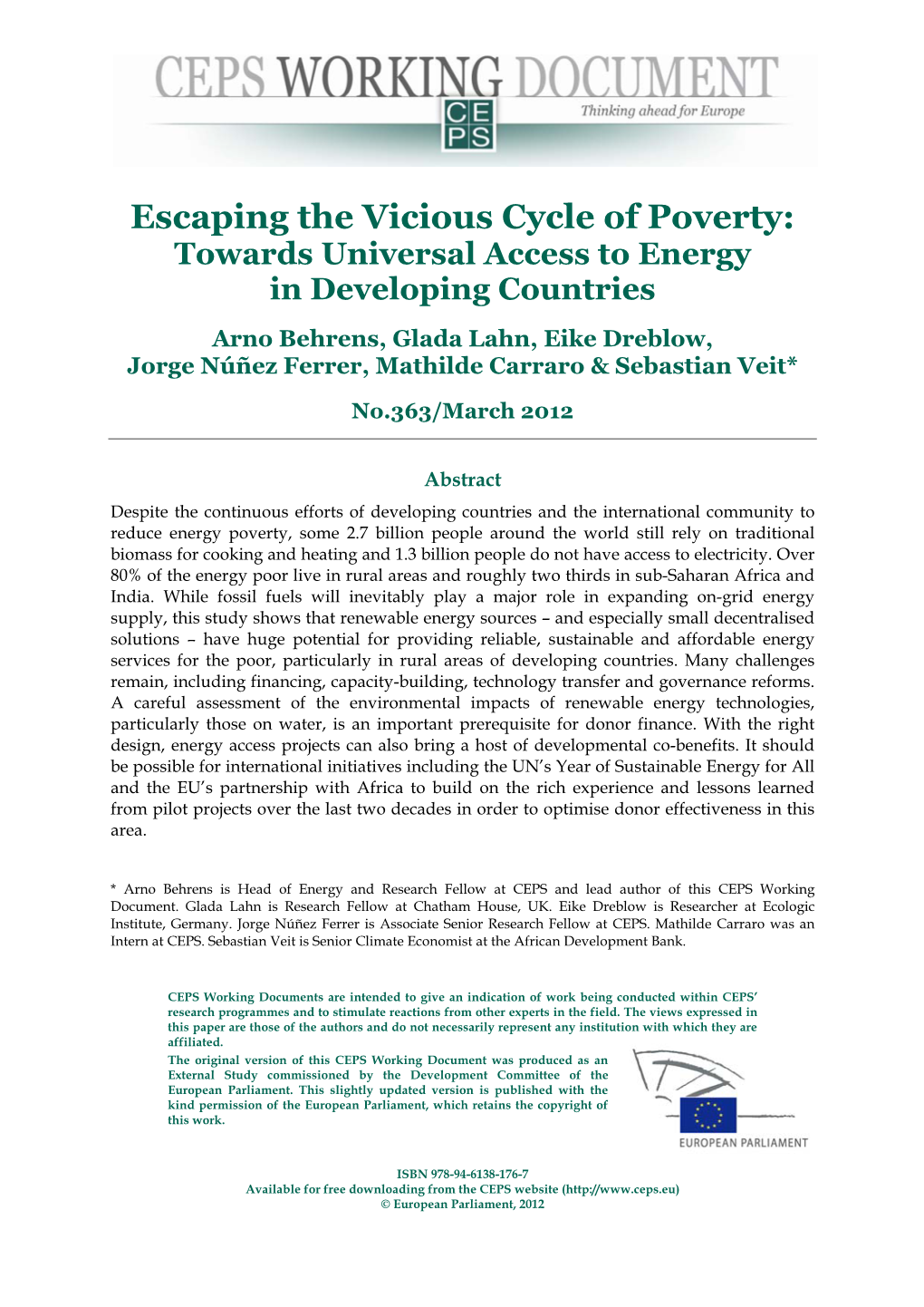 Escaping the Vicious Cycle of Poverty