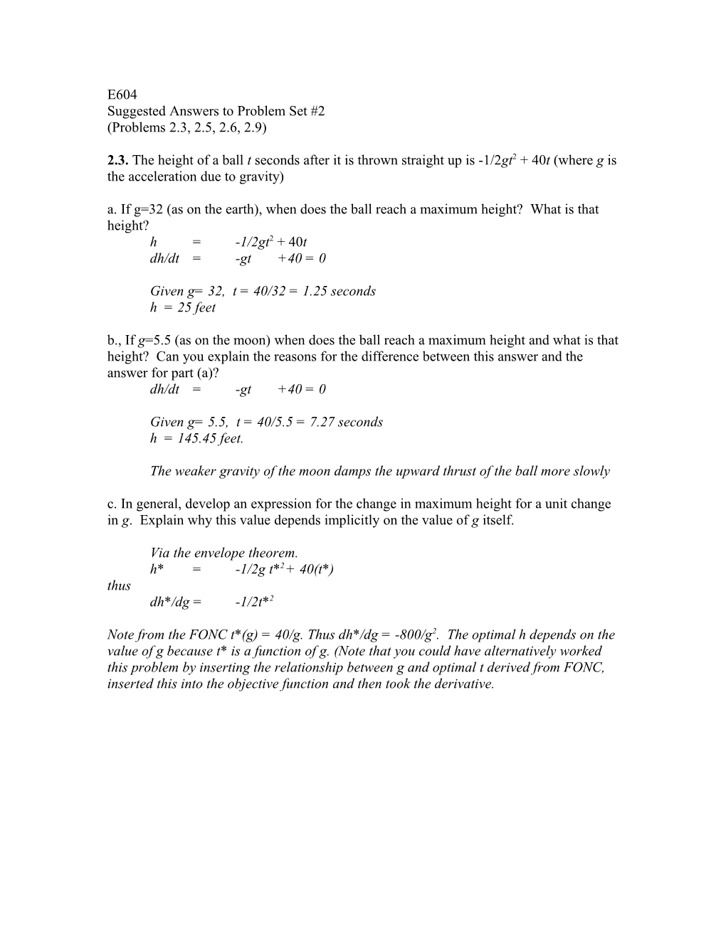 Suggested Answers to Problem Set #2