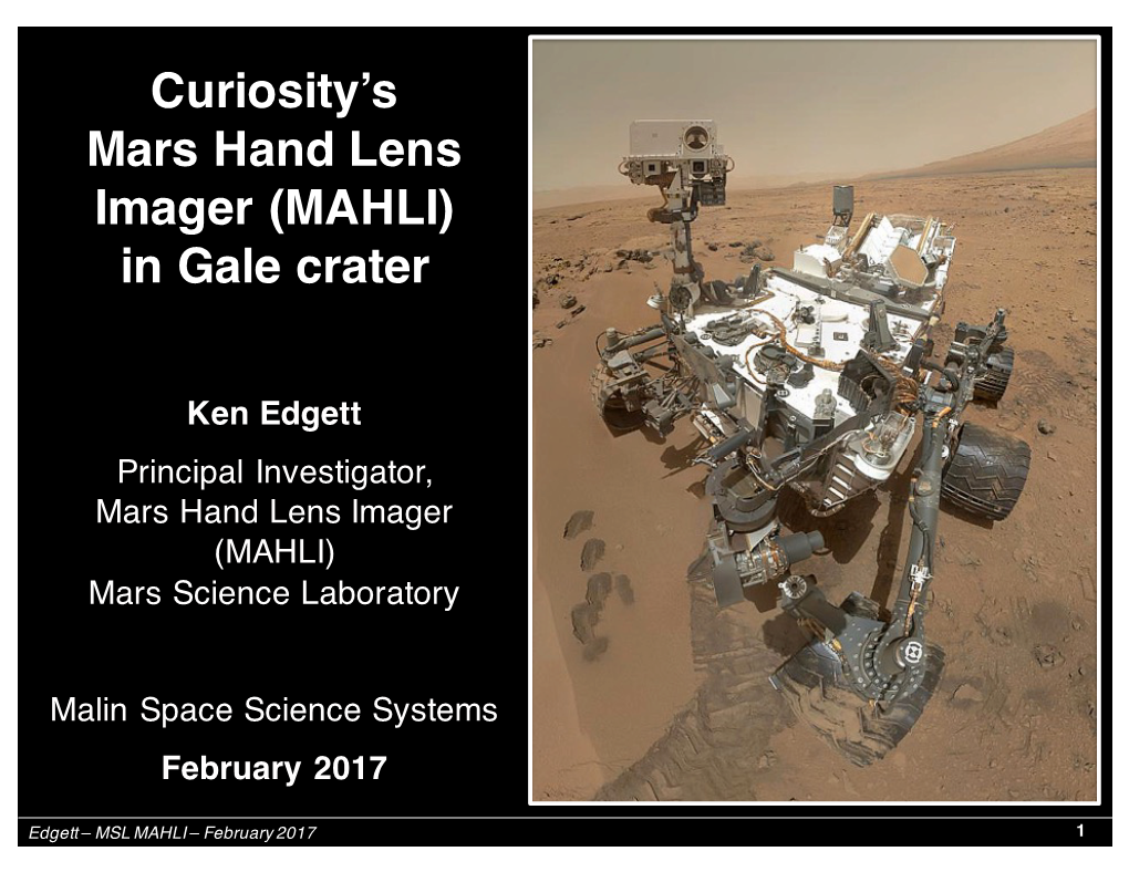 Curiosity's Mars Hand Lens Imager (MAHLI) in Gale Crater