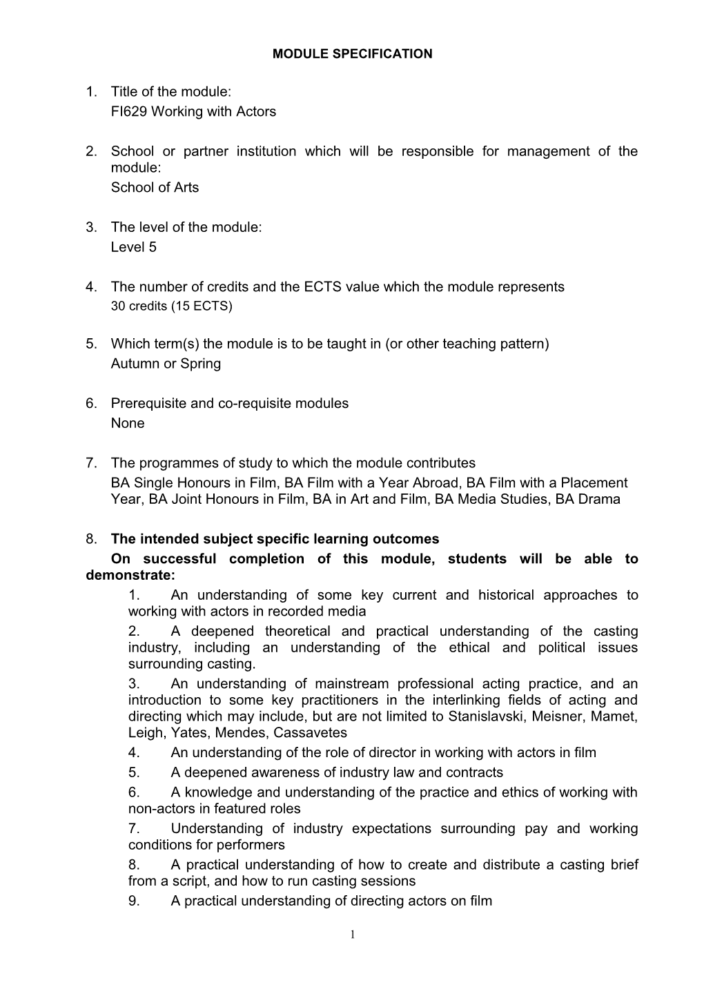 Module Specification s1