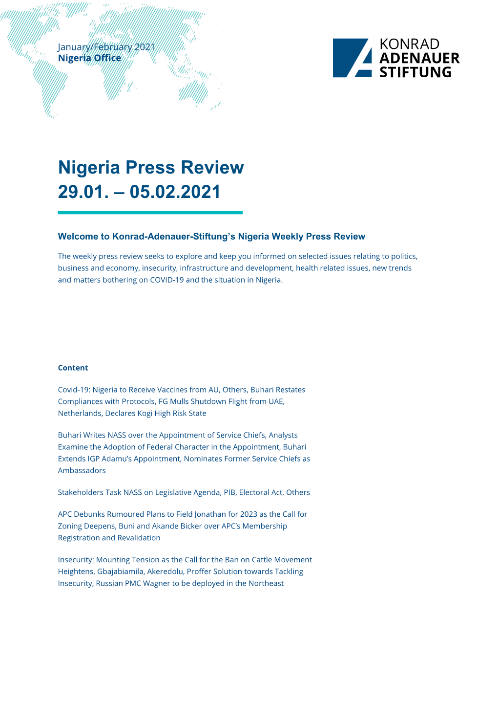 Nigeria Press Review 29.01. – 05.02.2021