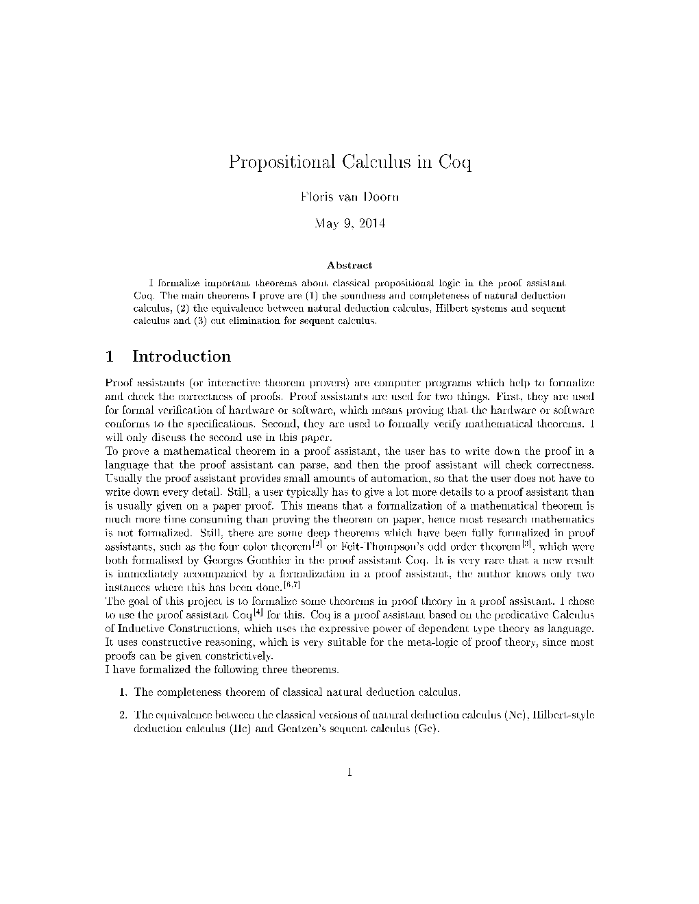 Propositional Calculus in Coq