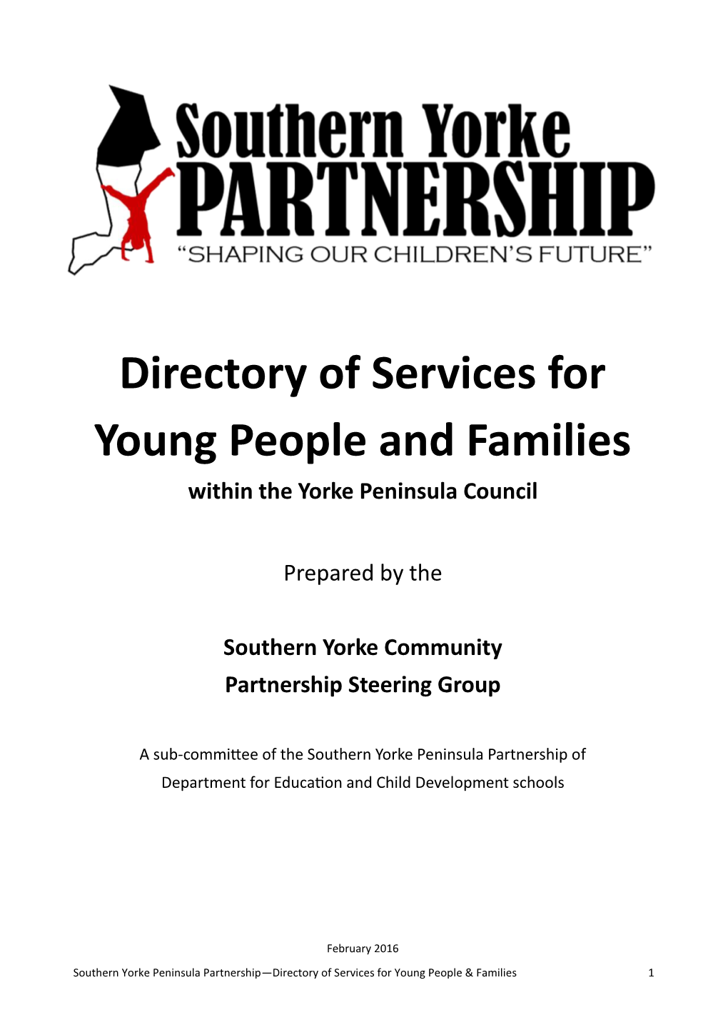 Directory of Services for Young People and Families Within the Yorke Peninsula Council