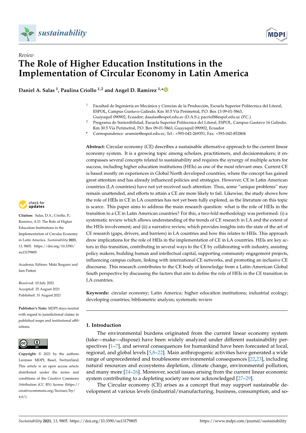 The Role of Higher Education Institutions in the Implementation of Circular Economy in Latin America