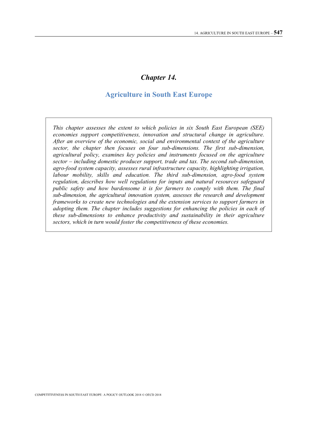 Chapter 14. Agriculture in South East Europe