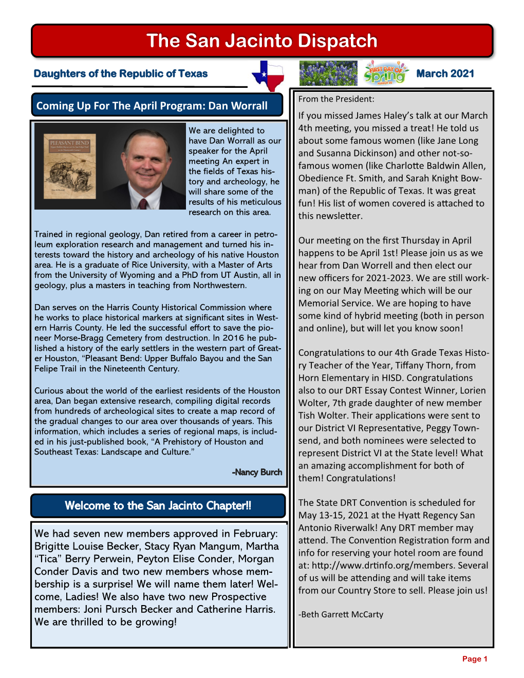 2021 March Newsletter