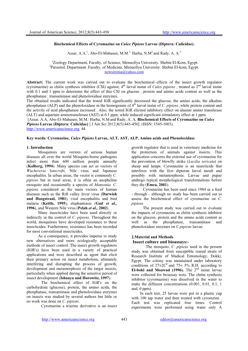 Insect Culture and Bioassays:- Methods of Insect Control