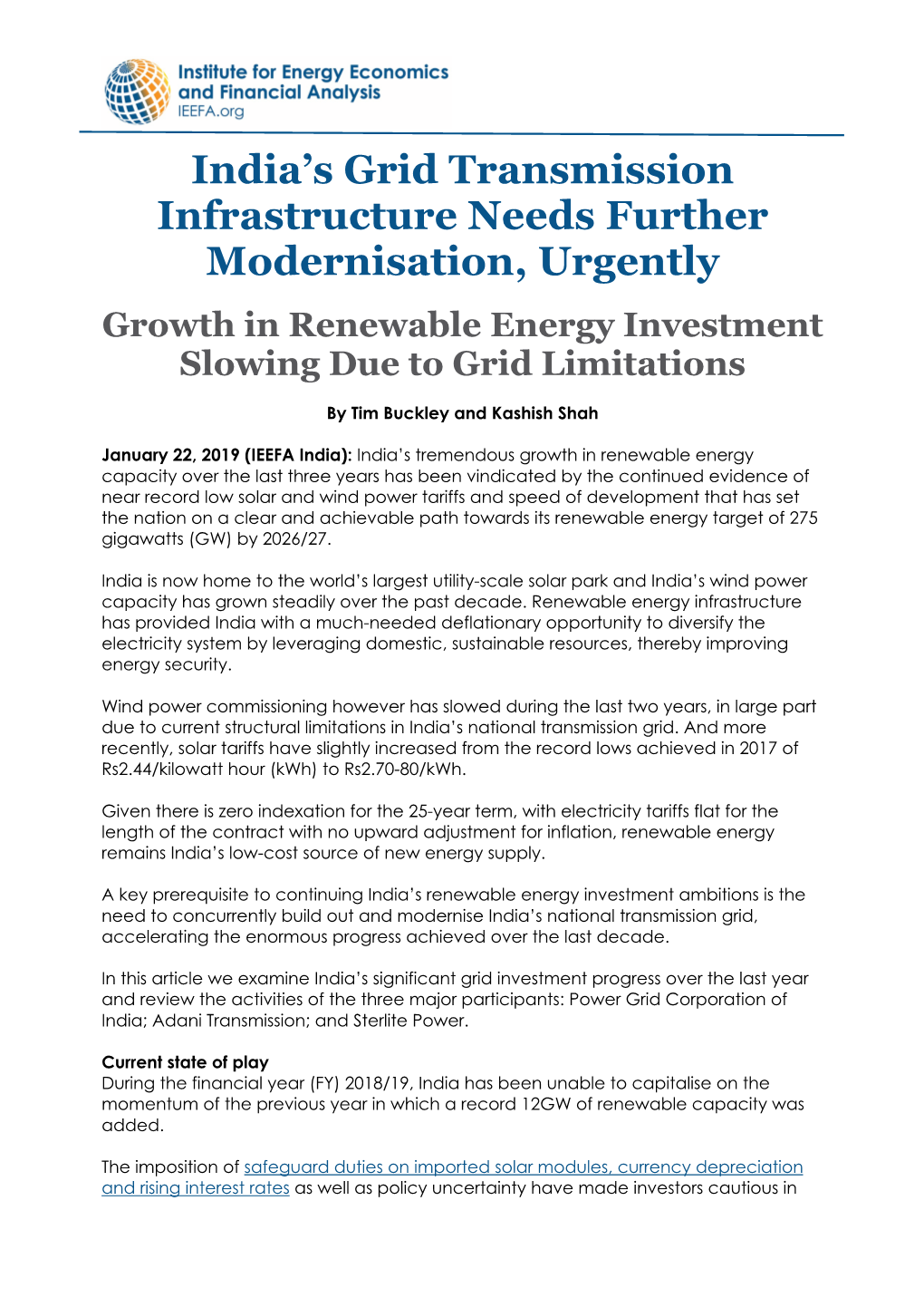 India's Grid Transmission Infrastructure Needs Further