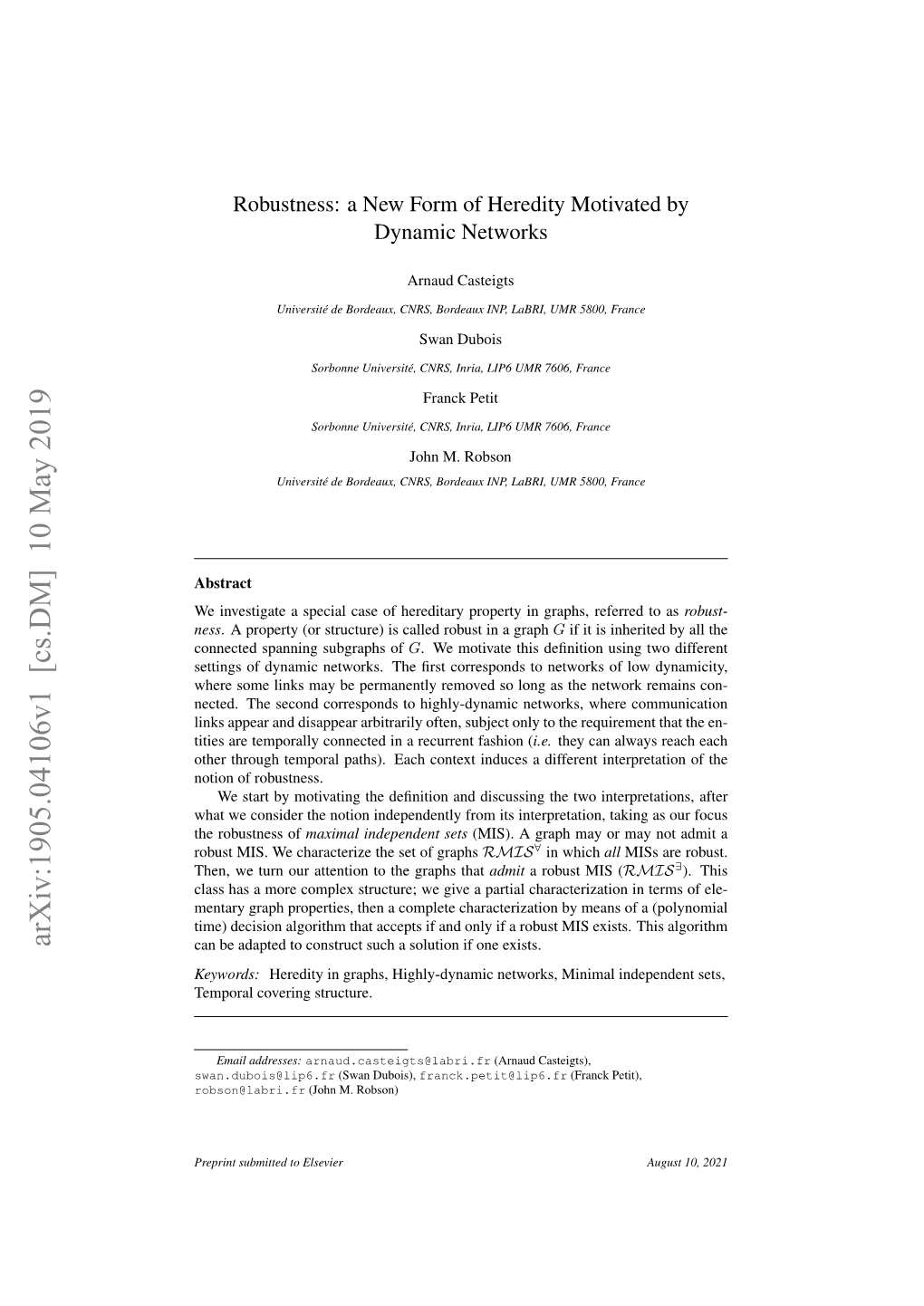 Robustness: a New Form of Heredity Motivated by Dynamic Networks