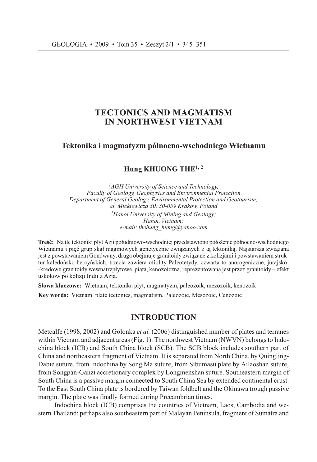 Tectonics and Magmatism in Northwest Vietnam