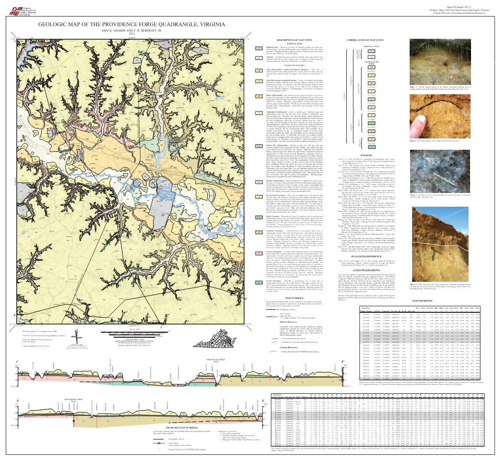 Geologic Map of the Providence Forge Quadrangle, Virginia Mines, Minerals Virginia Division of Geology and Mineral Resources and Energy