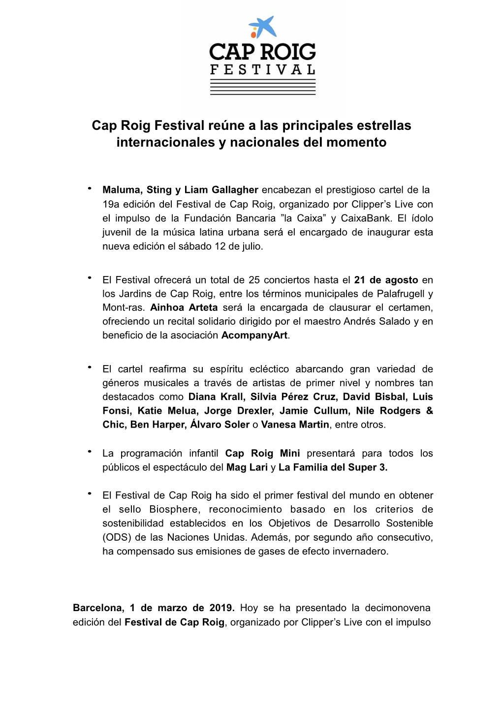 Cap Roig Festival Reúne a Las Principales Estrellas Internacionales Y Nacionales Del Momento