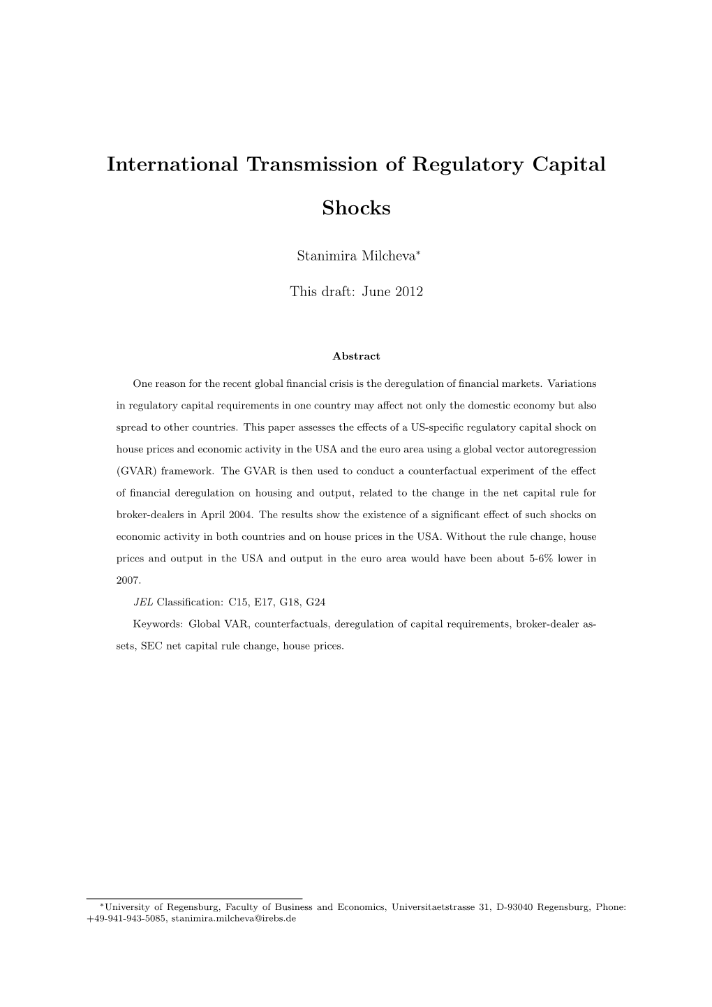 International Transmission of Regulatory Capital Shocks