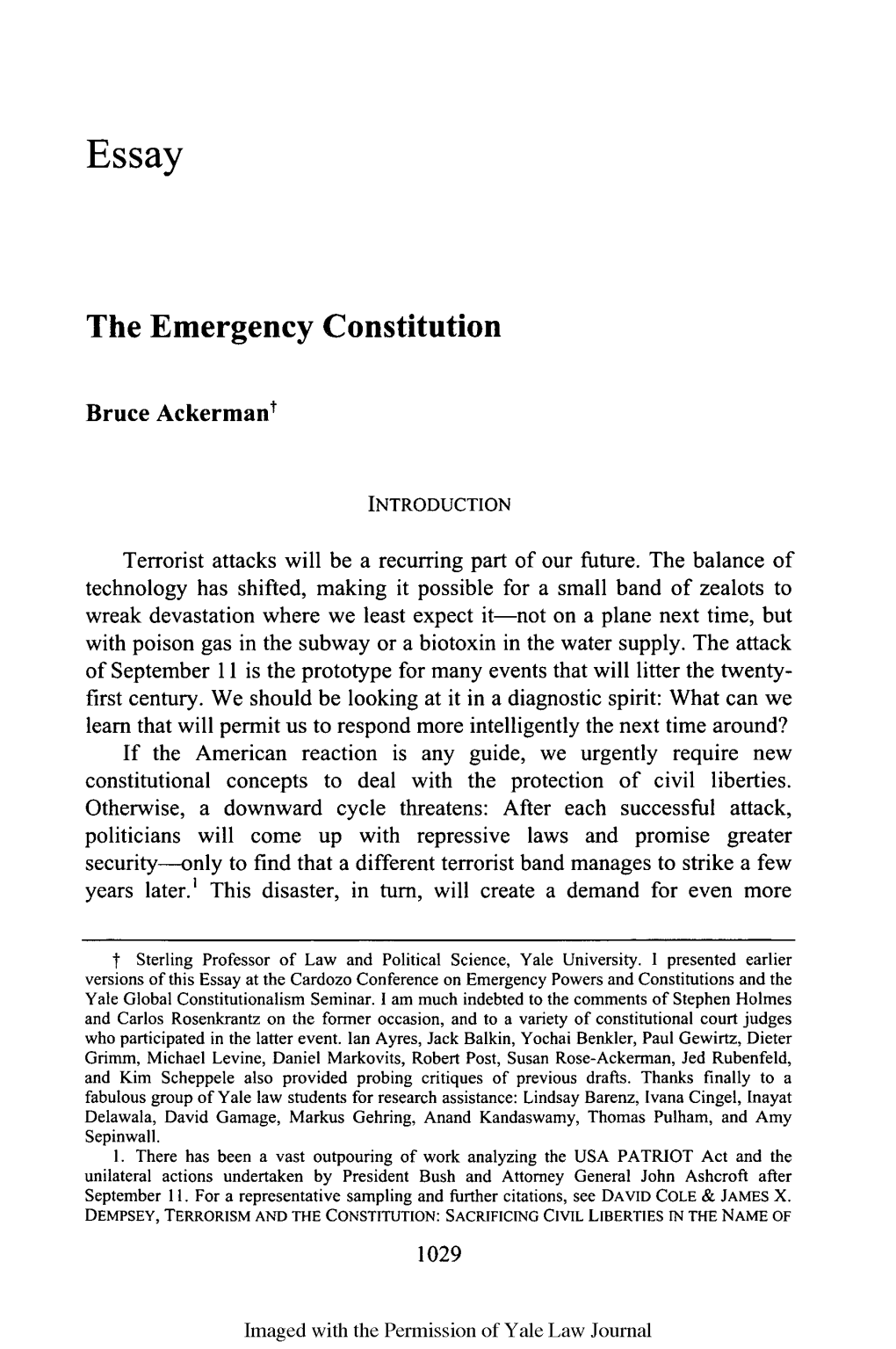 The Emergency Constitution