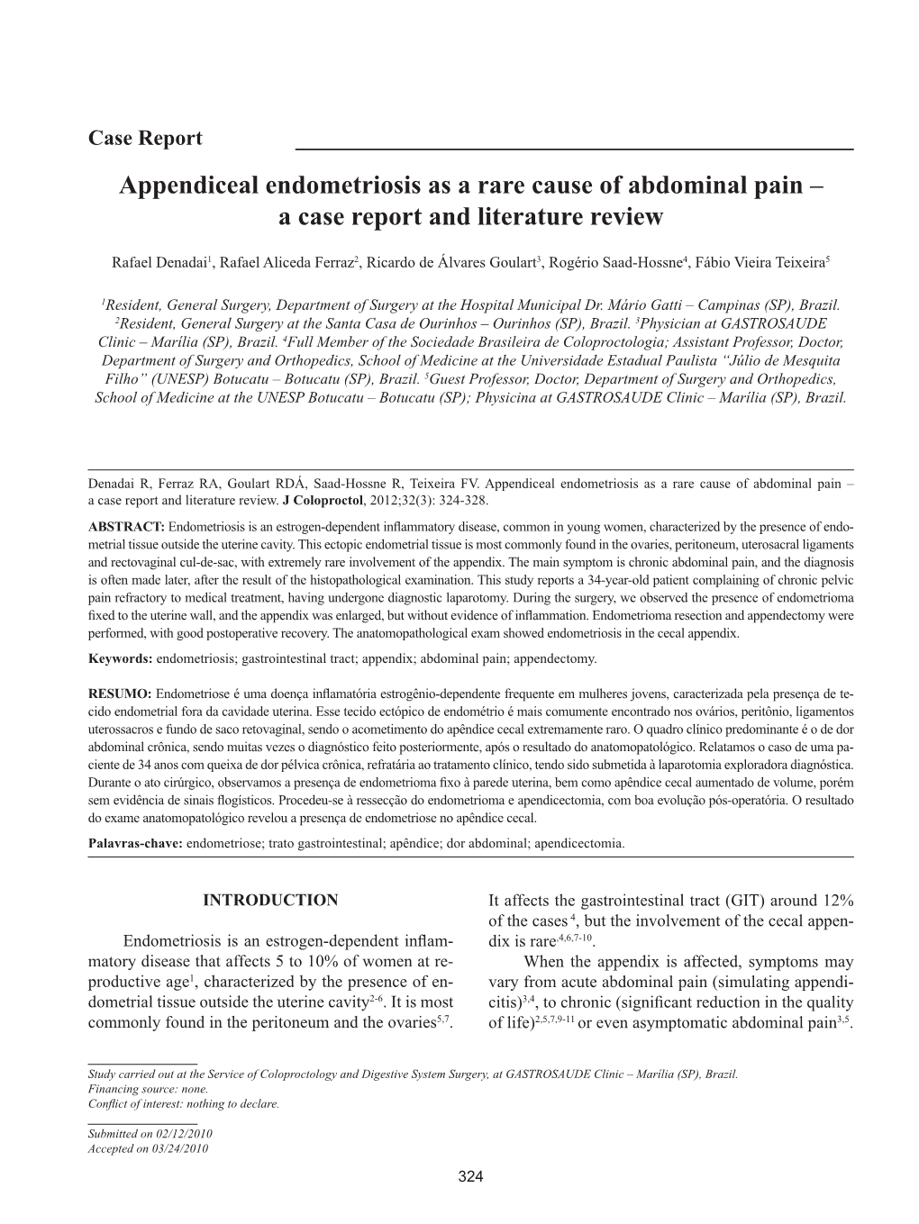 Appendiceal Endometriosis As a Rare Cause of Abdominal Pain – a Case Report and Literature Review