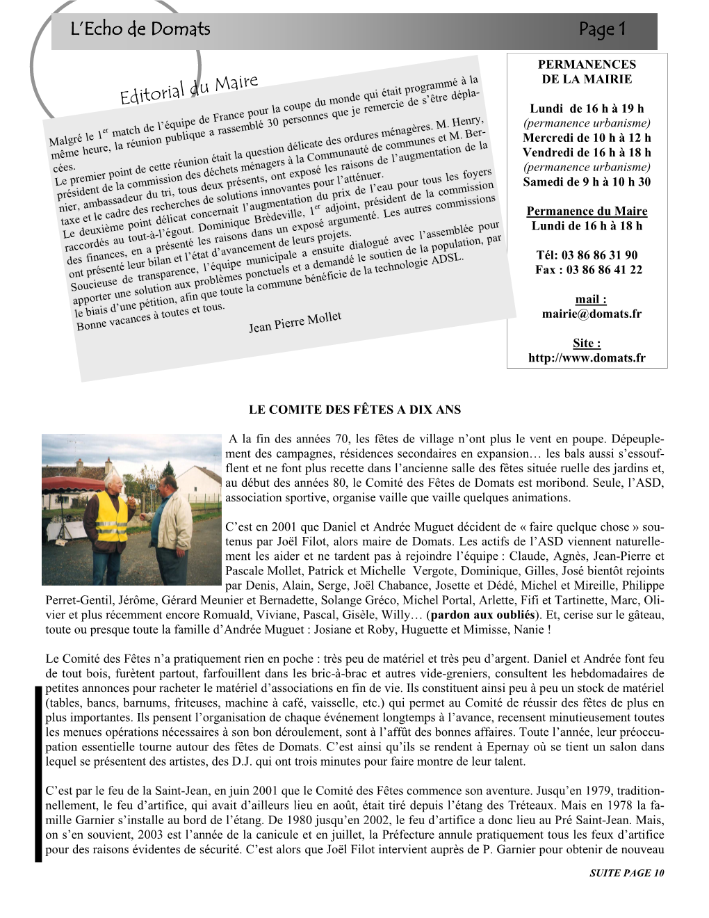 L'echo De Domats L'echo De Domats Page 1 Editorial Du Maire