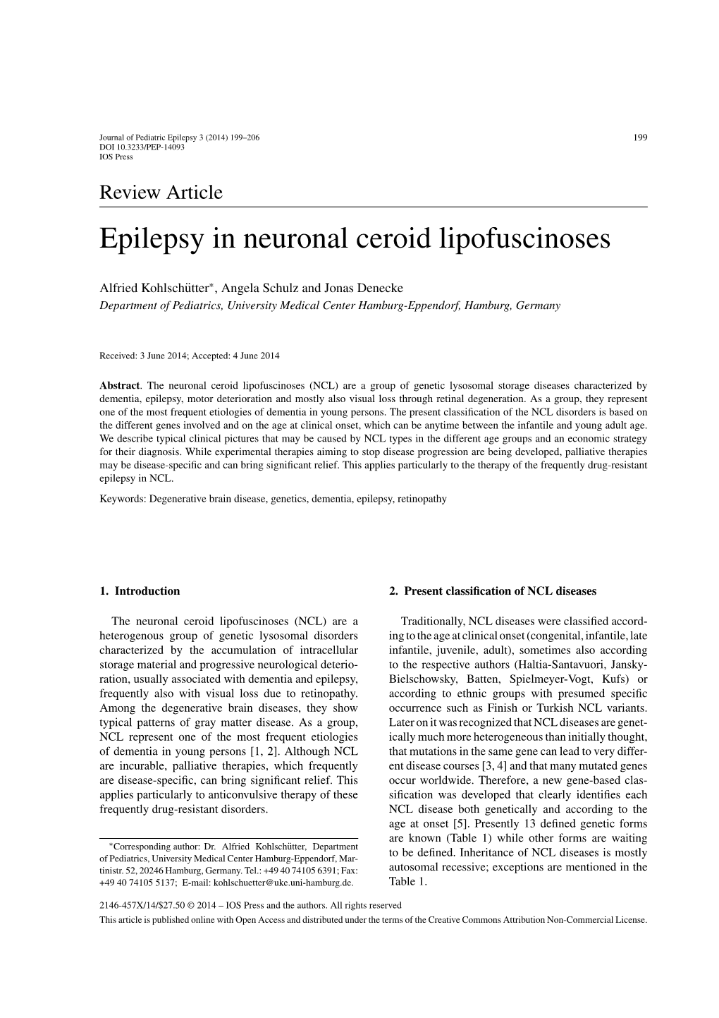 Epilepsy in Neuronal Ceroid Lipofuscinoses