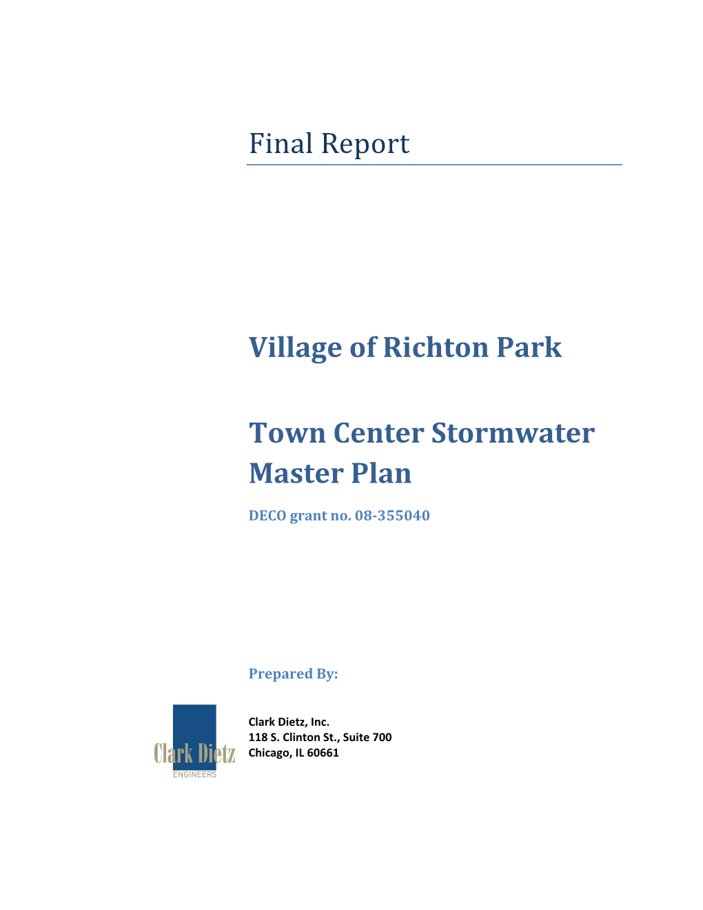 Final Report Village of Richton Park Town Center Stormwater Master Plan