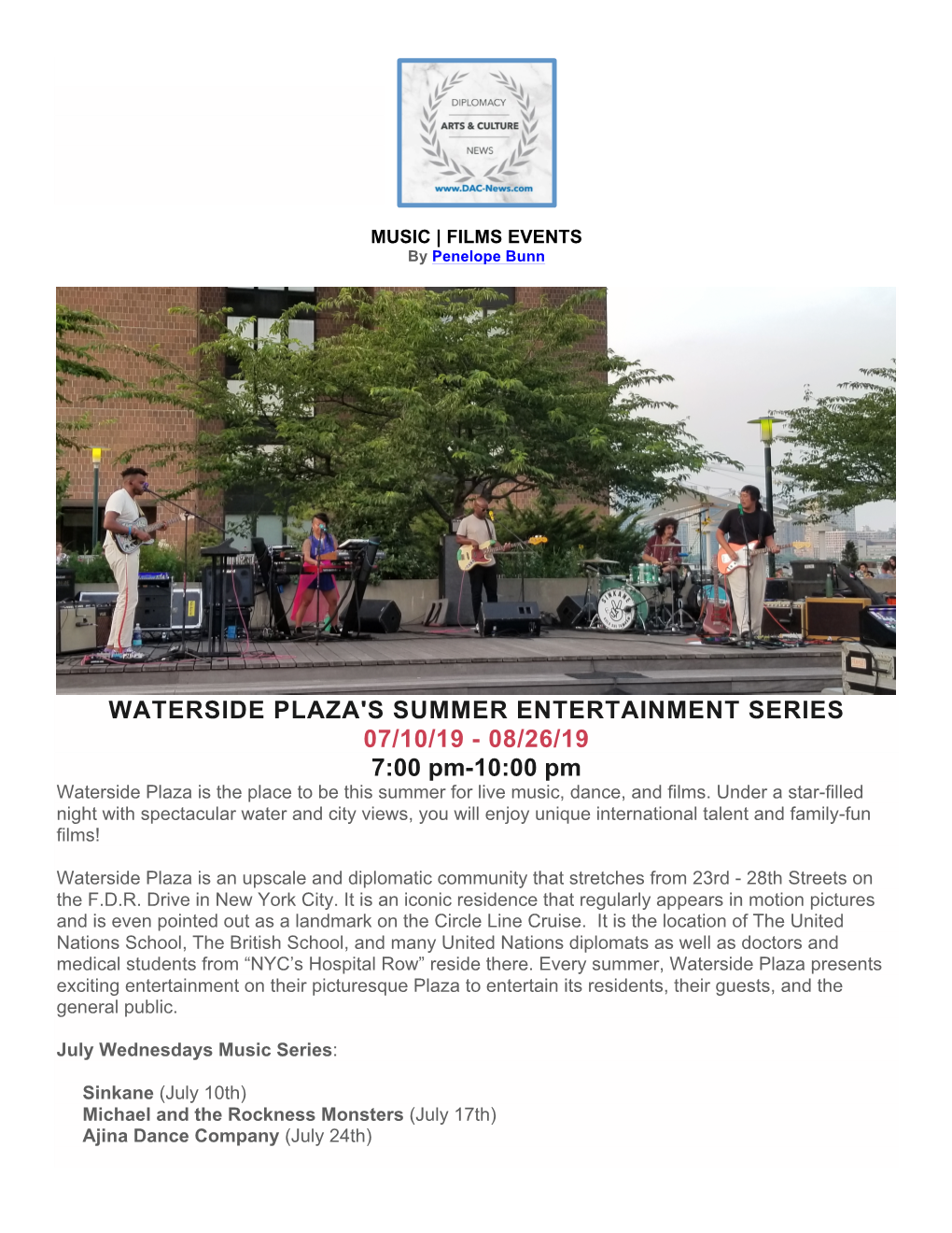 Waterside Plaza 2019 Summer Series