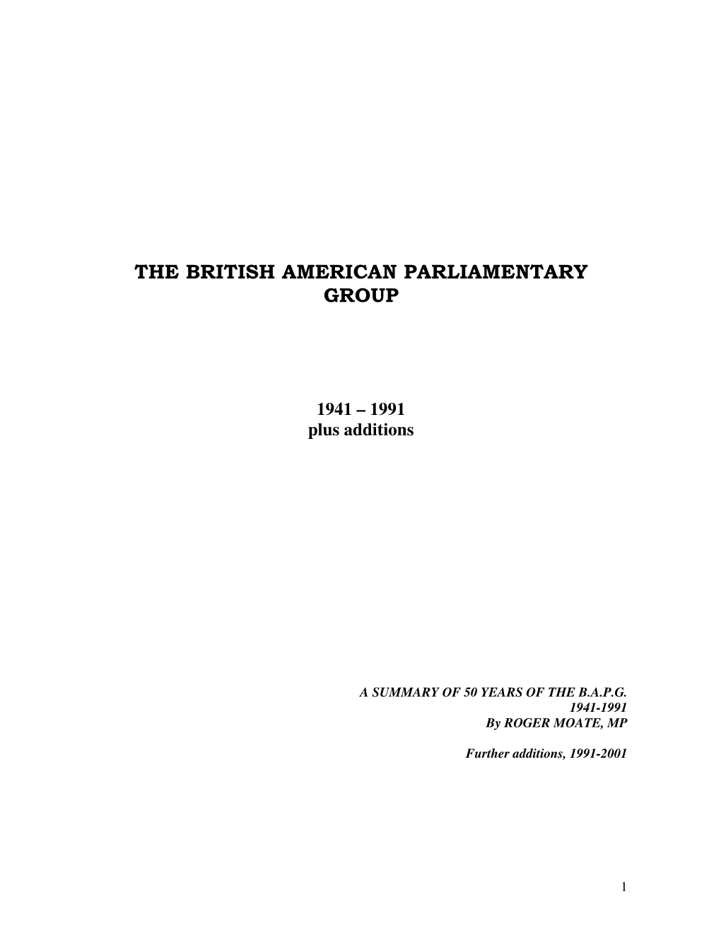 The British American Parliamentary Group