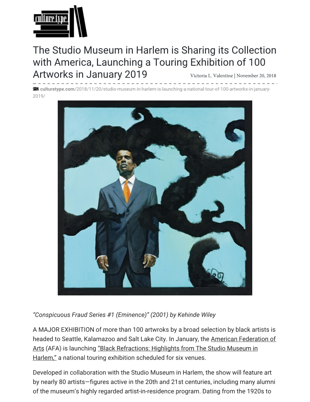 The Studio Museum in Harlem Is Sharing Its Collection with America, Launching a Touring Exhibition of 100 Artworks in January 2019 Victoria L