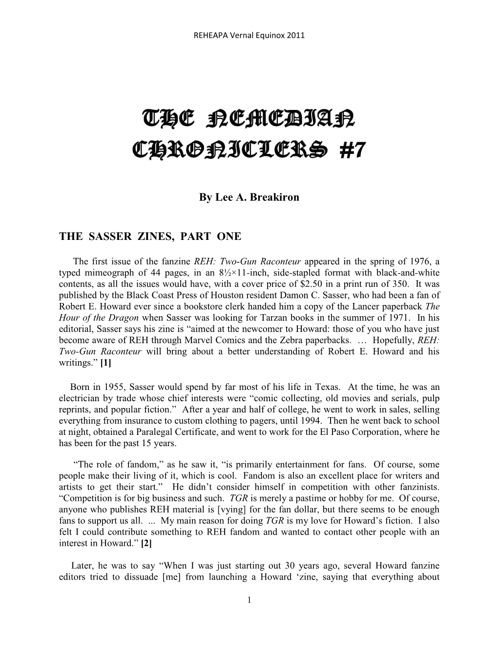 The Nemedian Chroniclers #7