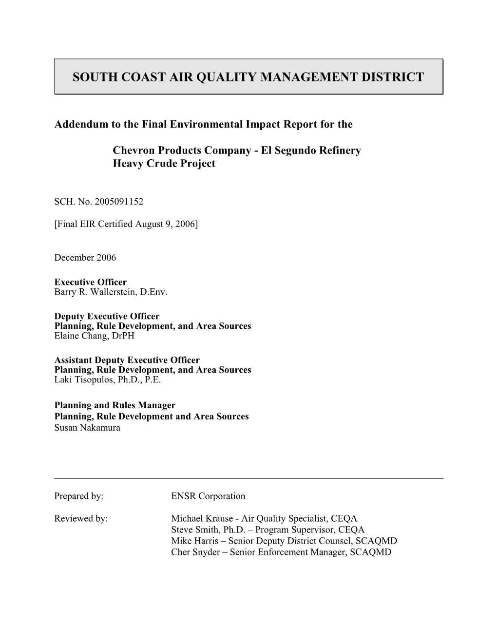 South Coast Air Quality Management District s1