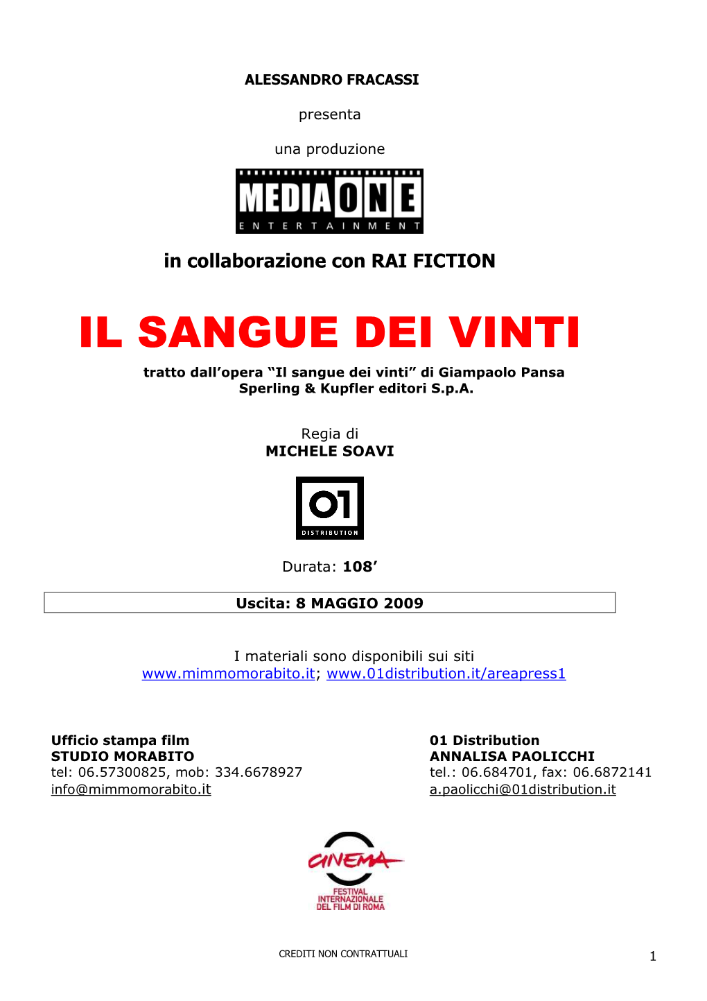 Pbook IL SANGUE DEI VINTI CINEMA