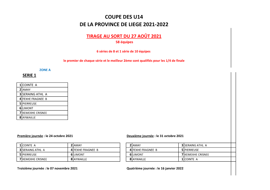 Coupe Des U14 De La Province De Liege 2021-2022