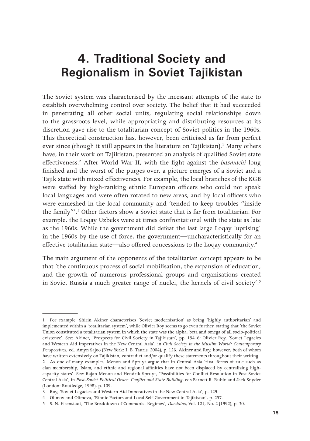 Traditional Society and Regionalism in Soviet Tajikistan