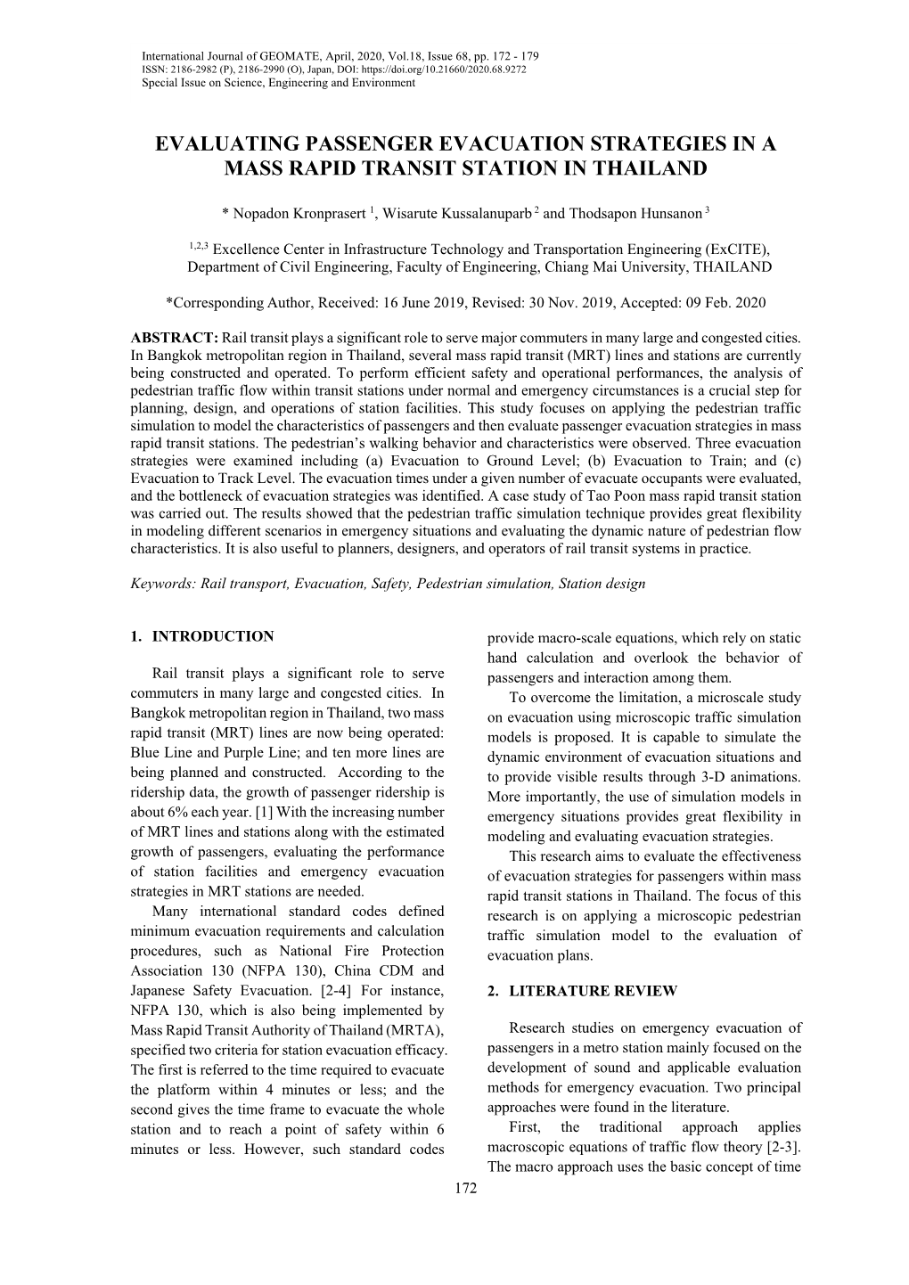 Evaluating Passenger Evacuation Strategies in a Mass Rapid Transit Station in Thailand