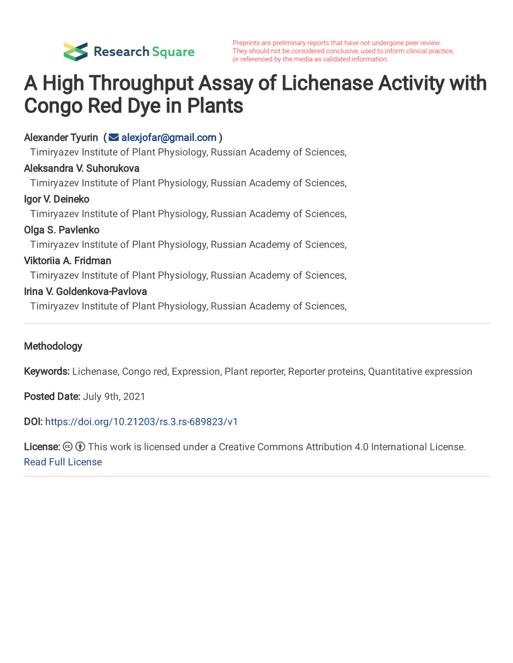 A High Throughput Assay of Lichenase Activity with Congo Red Dye in Plants