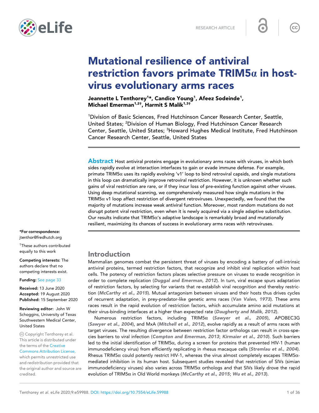 Mutational Resilience of Antiviral Restriction Favors Primate Trim5a In