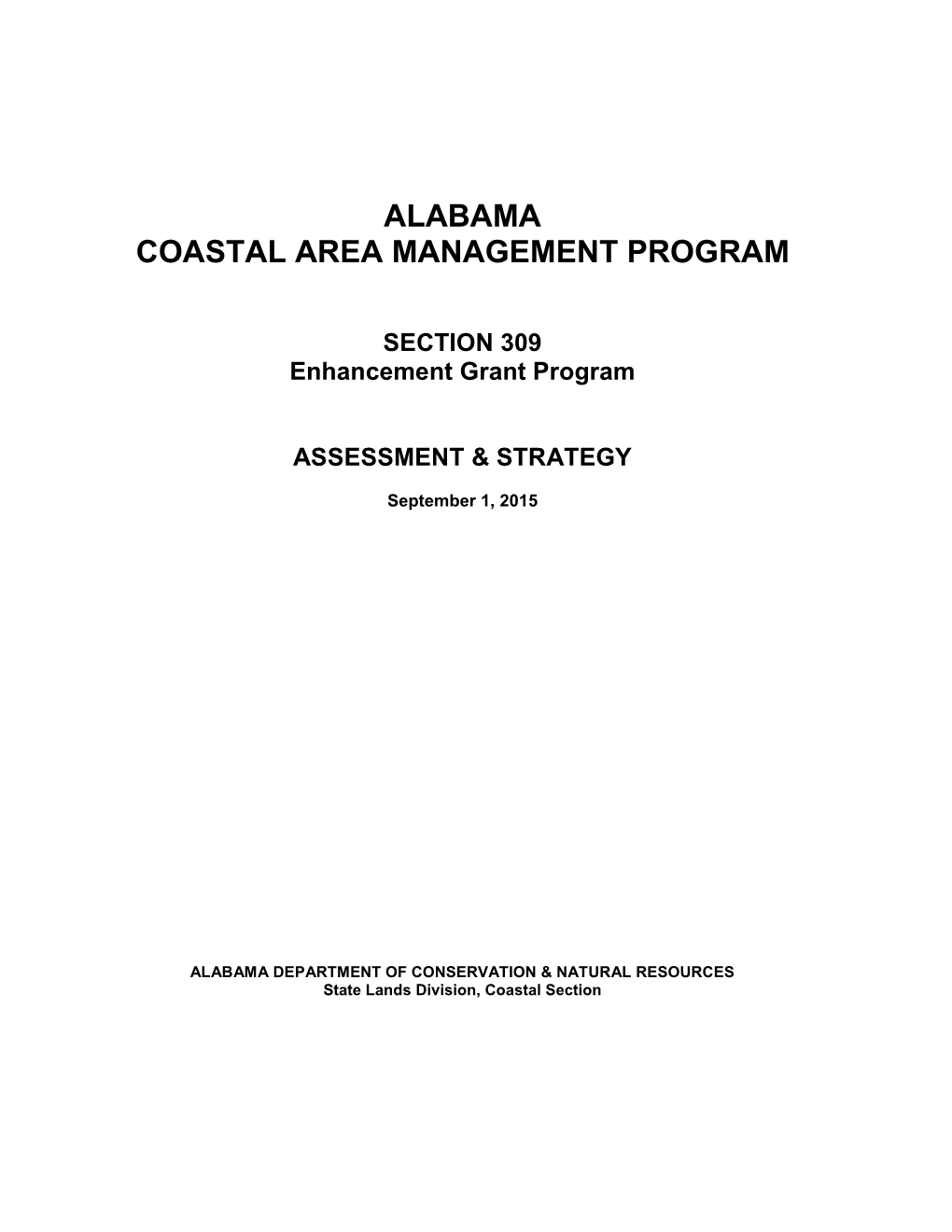 State of Alabama Coastal Area Management Program