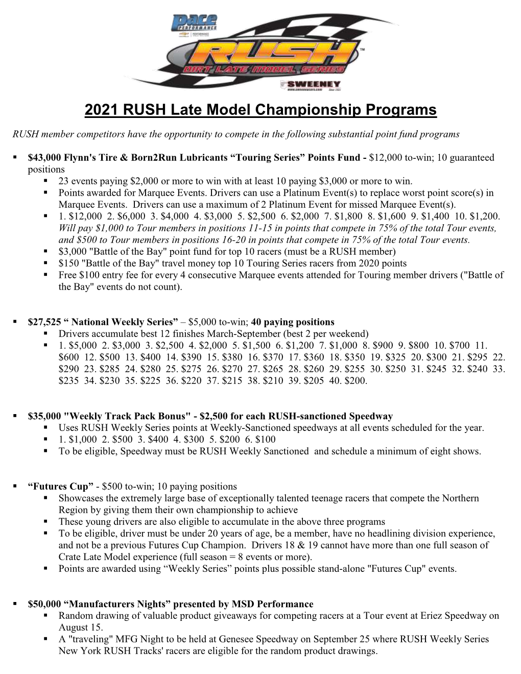 2021 RUSH Late Model Championship Programs