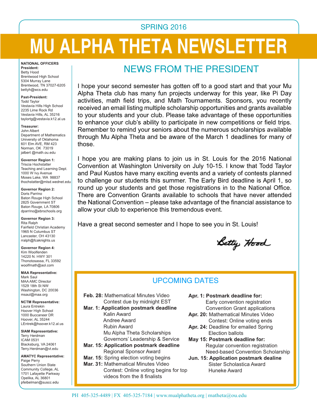 Mu Alpha Theta Newsletter