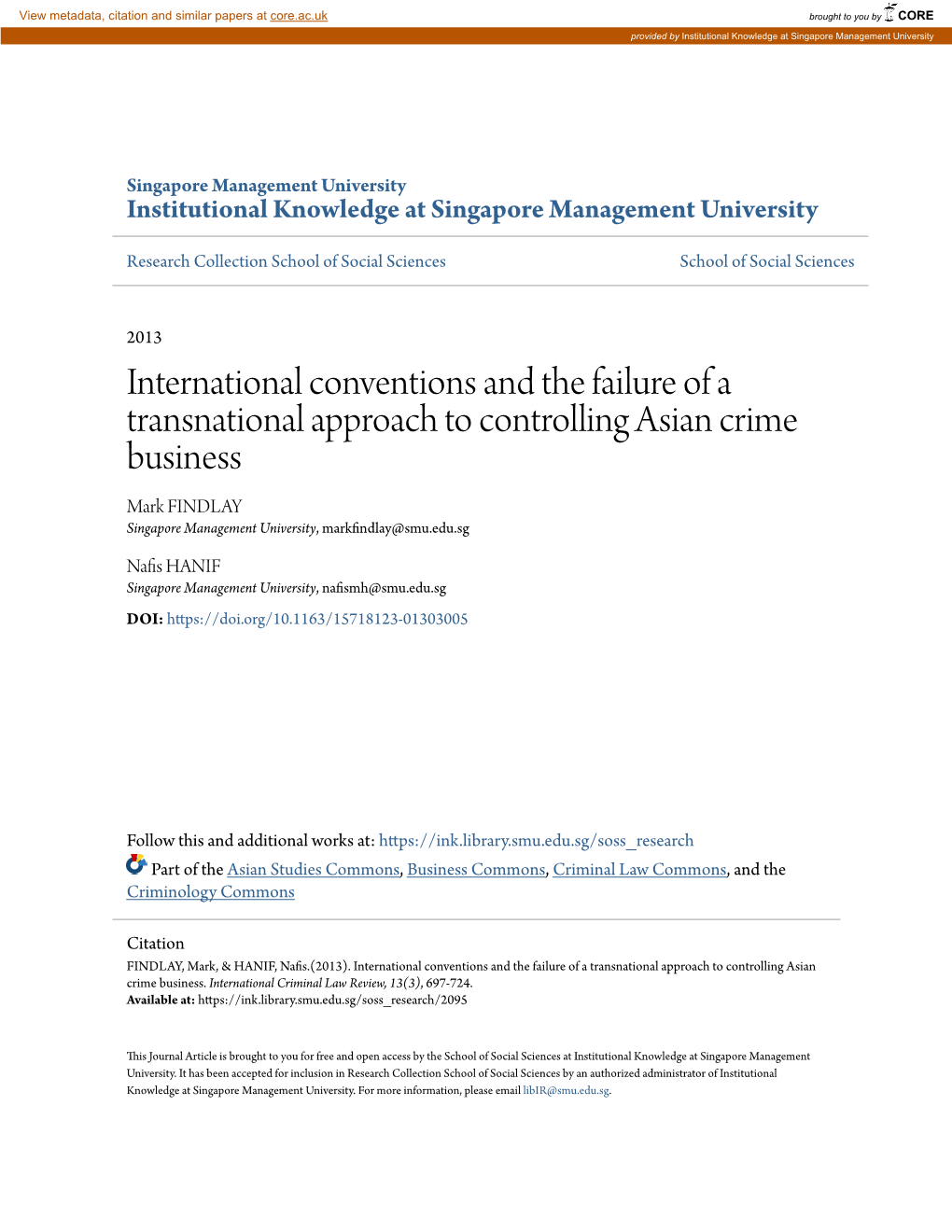International Conventions and the Failure of a Transnational Approach