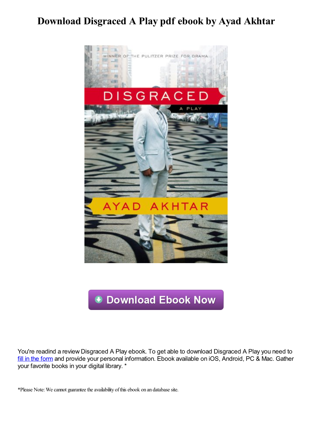 Download Disgraced a Play Pdf Ebook by Ayad Akhtar