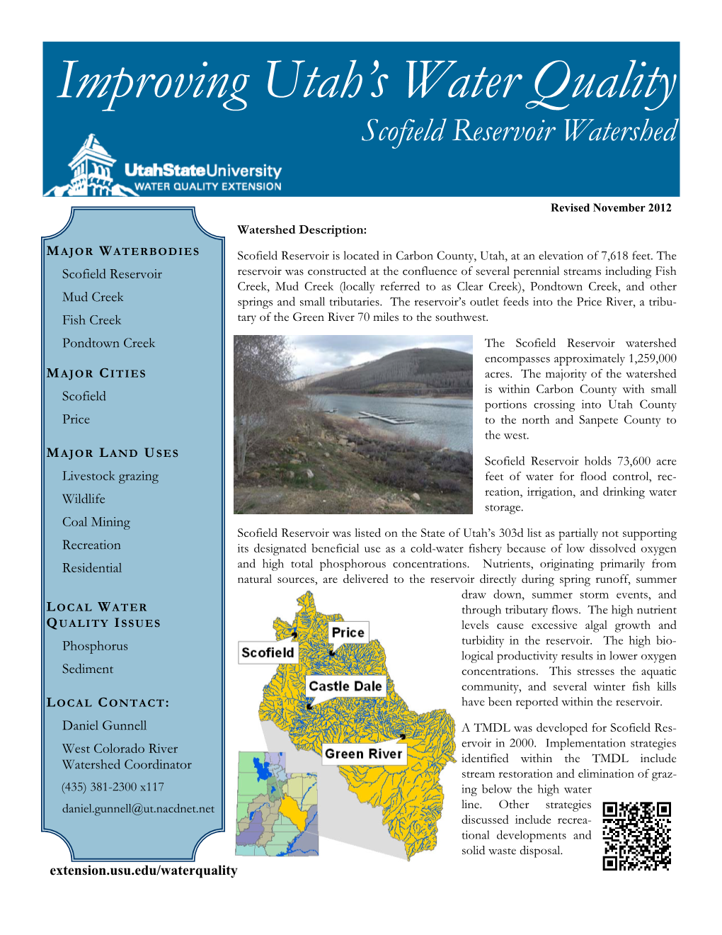 Improving Utah's Water Quality, Scofield Reservoir Watershed