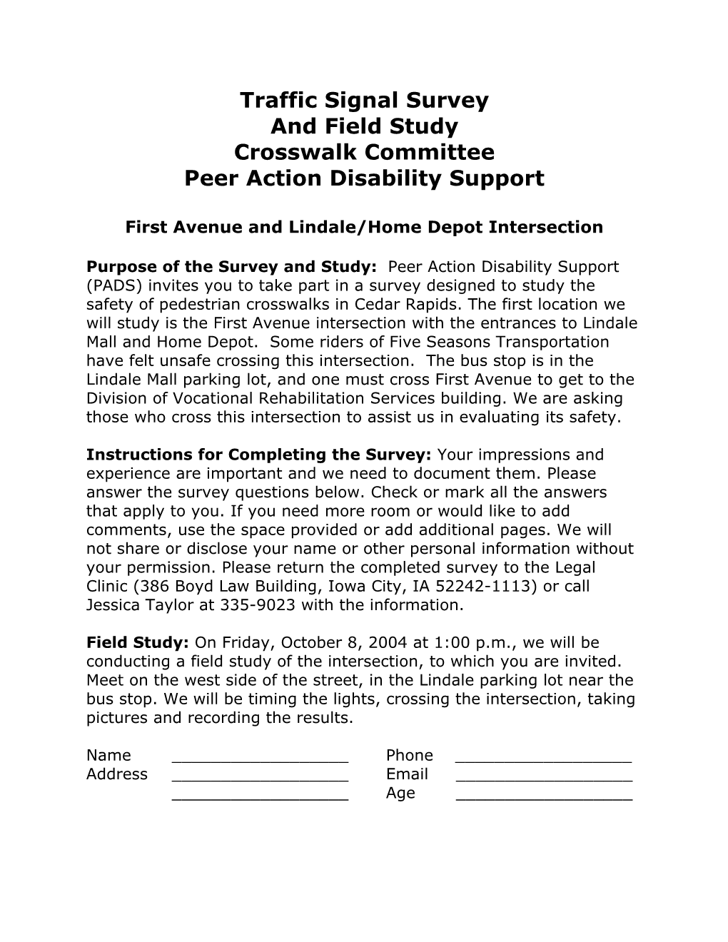 Traffic Signal Survey