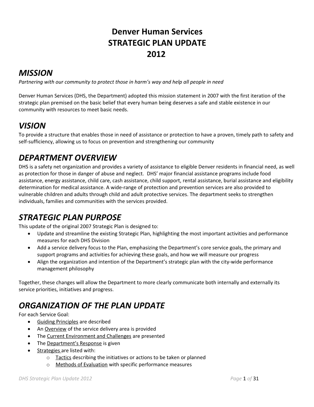 Strategic Plan Update