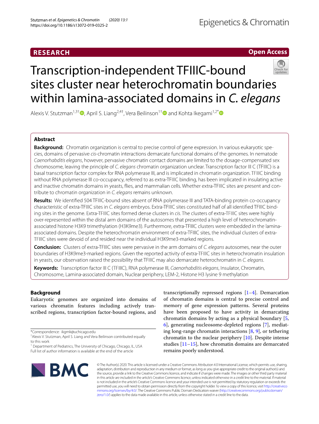 Transcription-Independent TFIIIC-Bound Sites Cluster Near