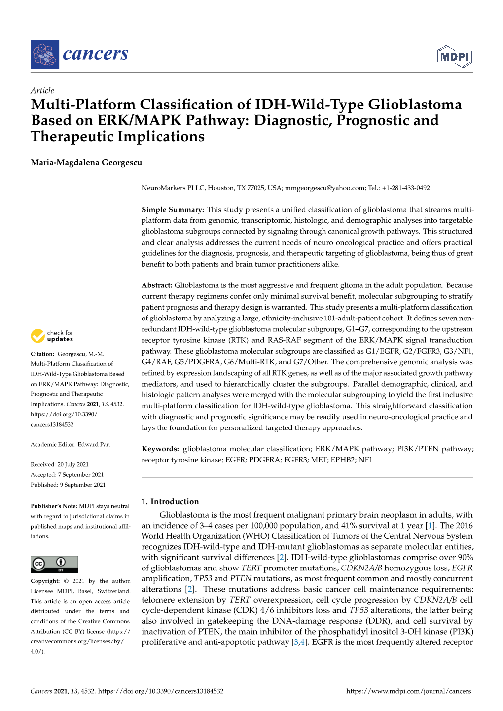 Multi-Platform Classification of IDH-Wild-Type Glioblastoma