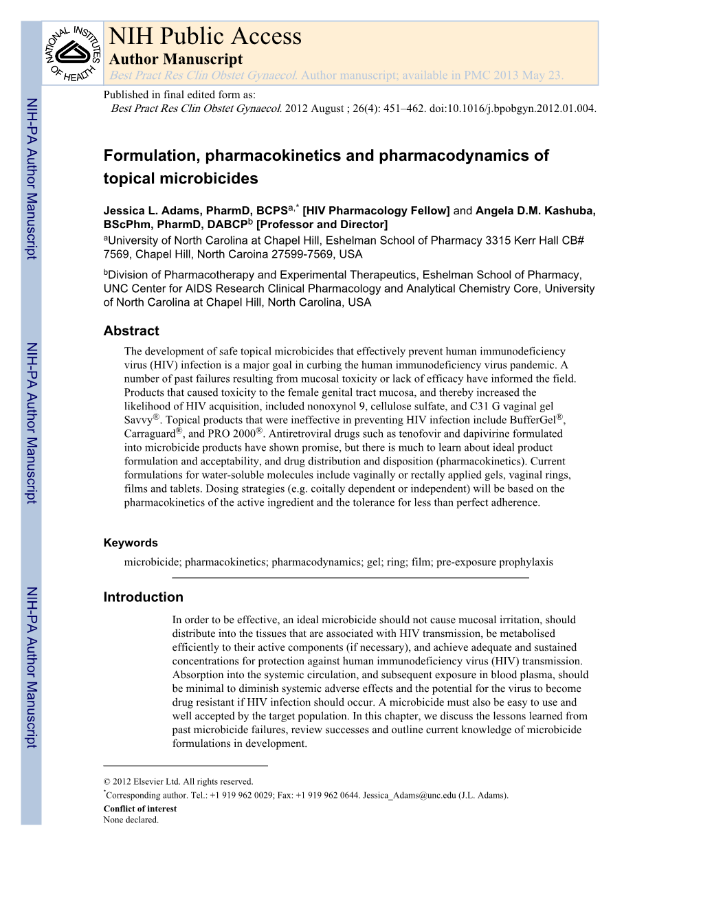 NIH Public Access Author Manuscript Best Pract Res Clin Obstet Gynaecol