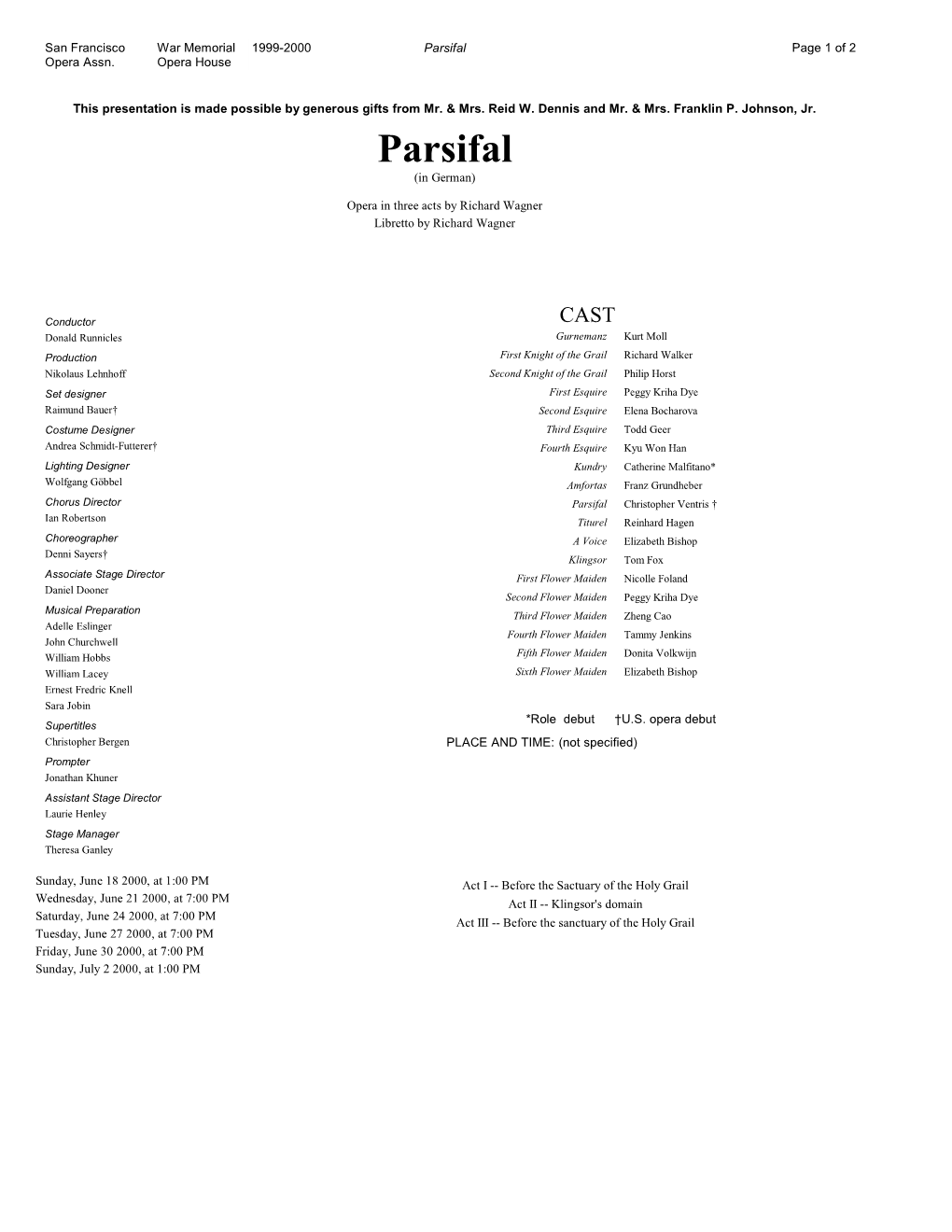 Parsifal Page 1 of 2 Opera Assn