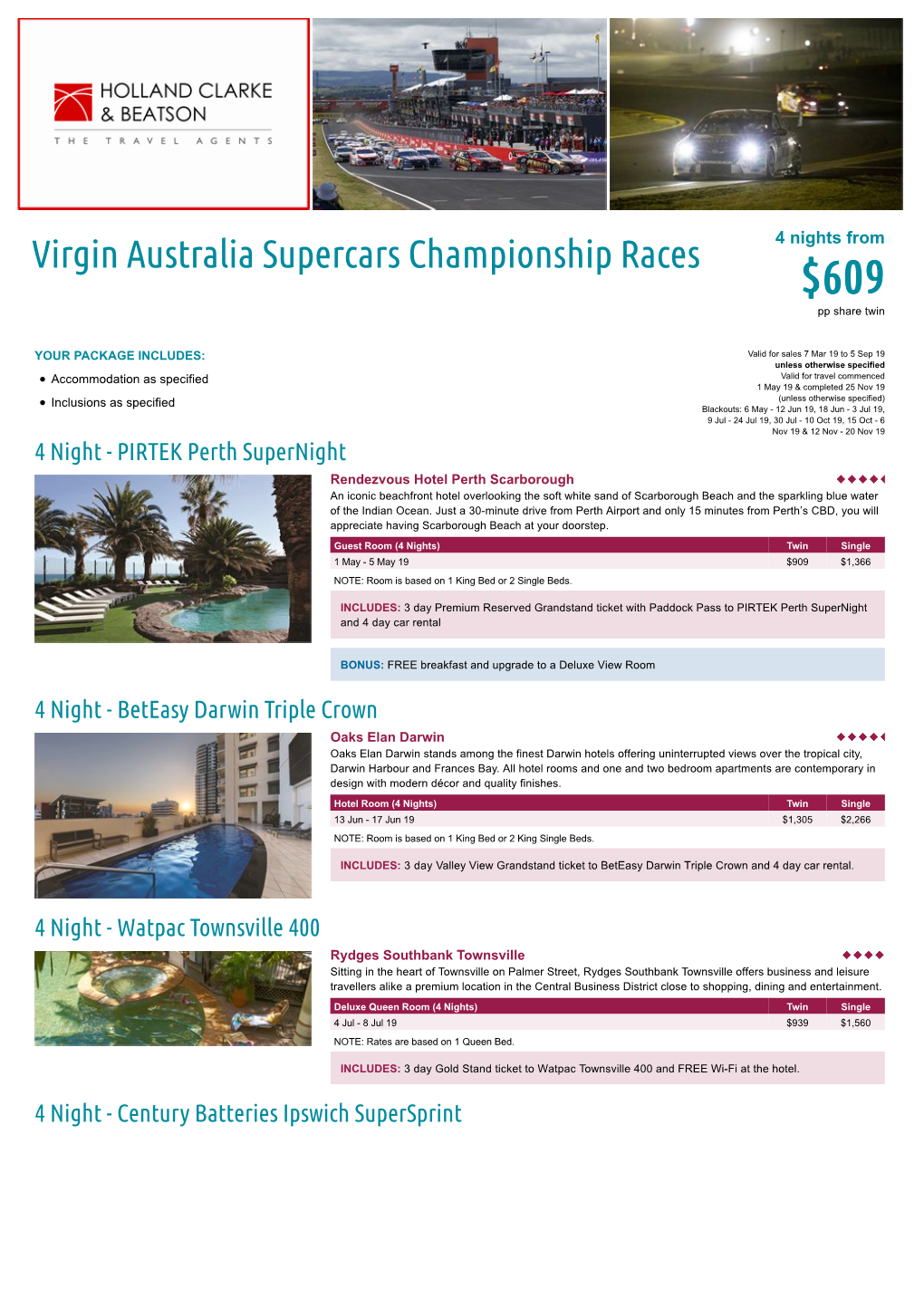 Virgin Australia Supercars Championship Races $609 Pp Share Twin